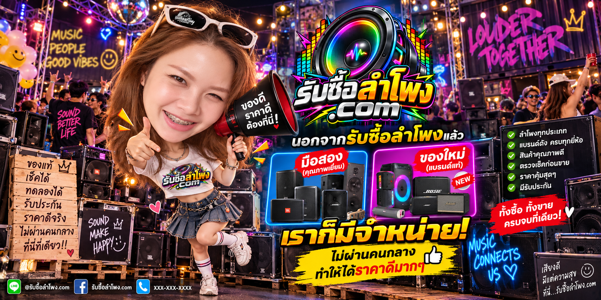 สอบถามลำโพงใหม่และลำโพงมือสองที่มีจำหน่ายกับทีม รับซื้อลำโพง.com