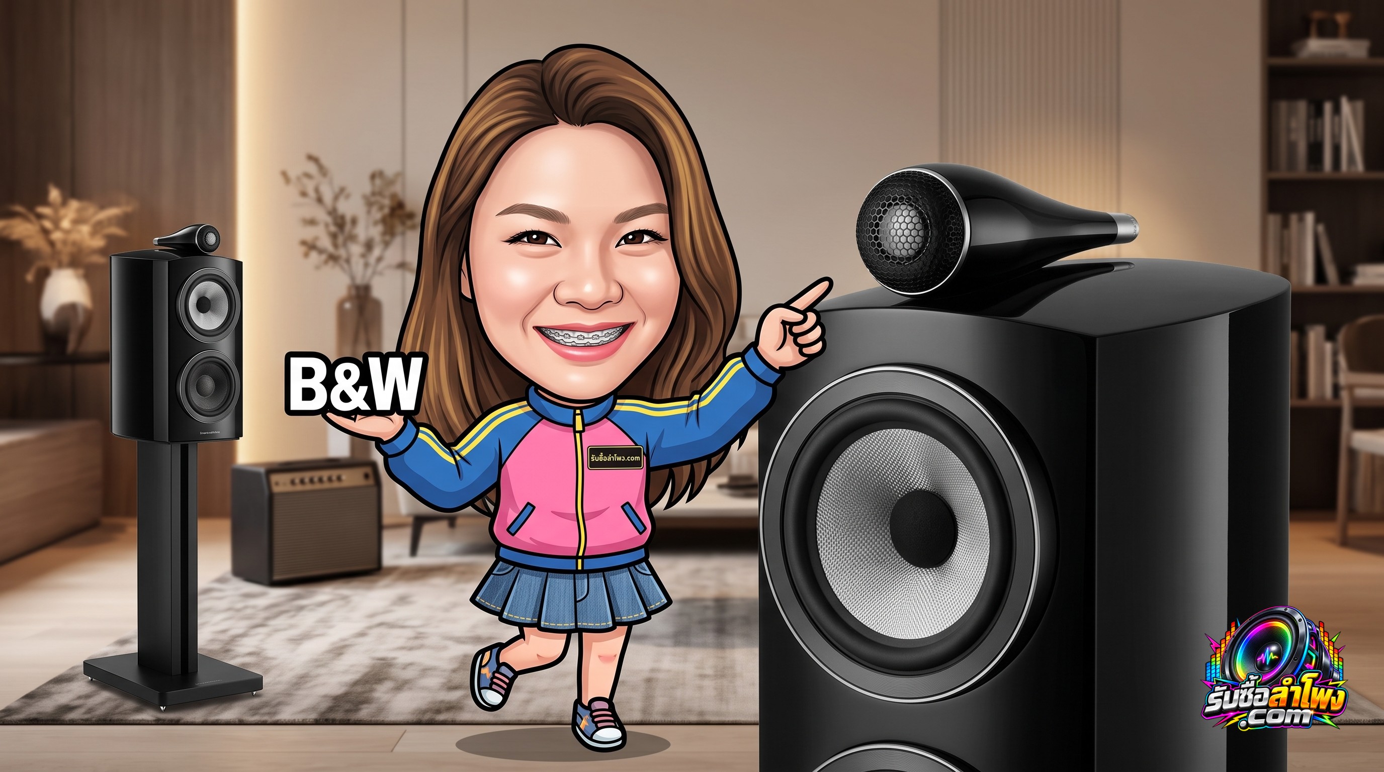 ลำโพง Bowers and Wilkins 805 D4 ไฮเอนด์ พร้อมทวีตเตอร์ Diamond Dome วางบนขาตั้ง